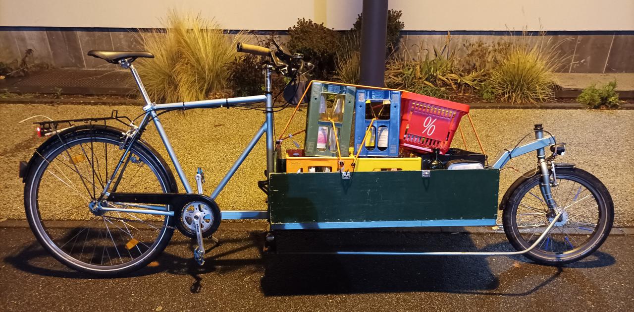 Cargo bike loaded with bottle crates
