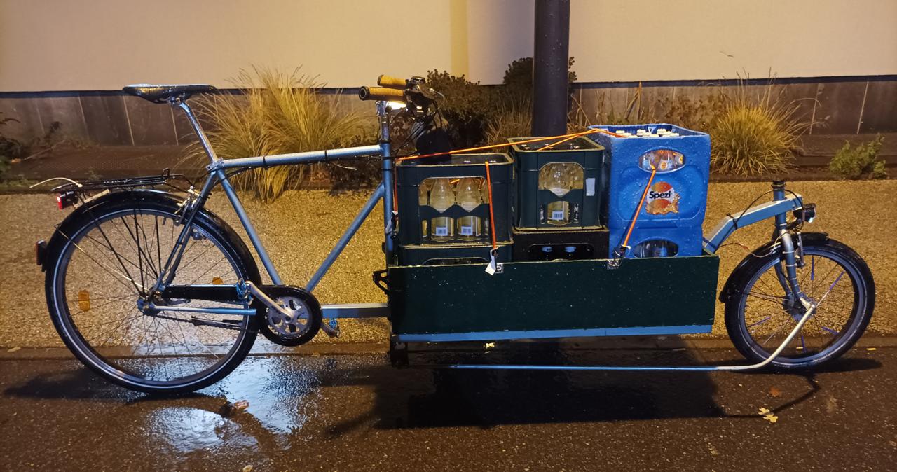 Cargo bike loaded with bottle crates