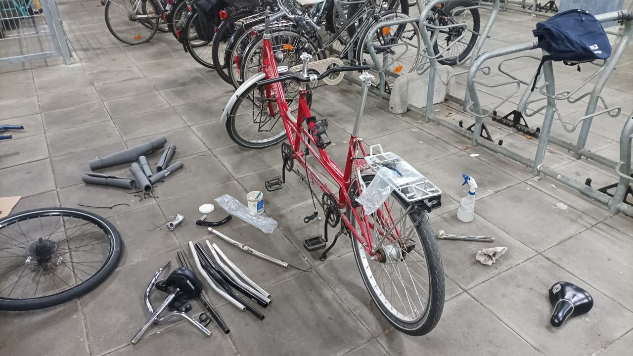 Tandem mit getauschten Sattelstuetzen.